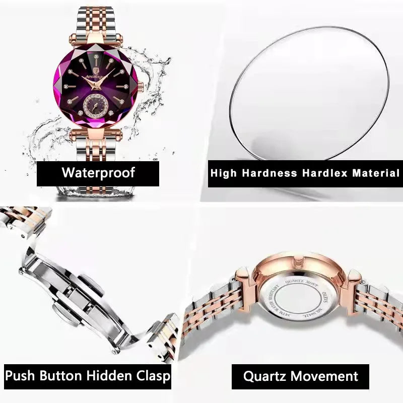 Luxury Watches For Ladies Stainless Steel Waterproof Quartz Female Wrist Watch Gift+box