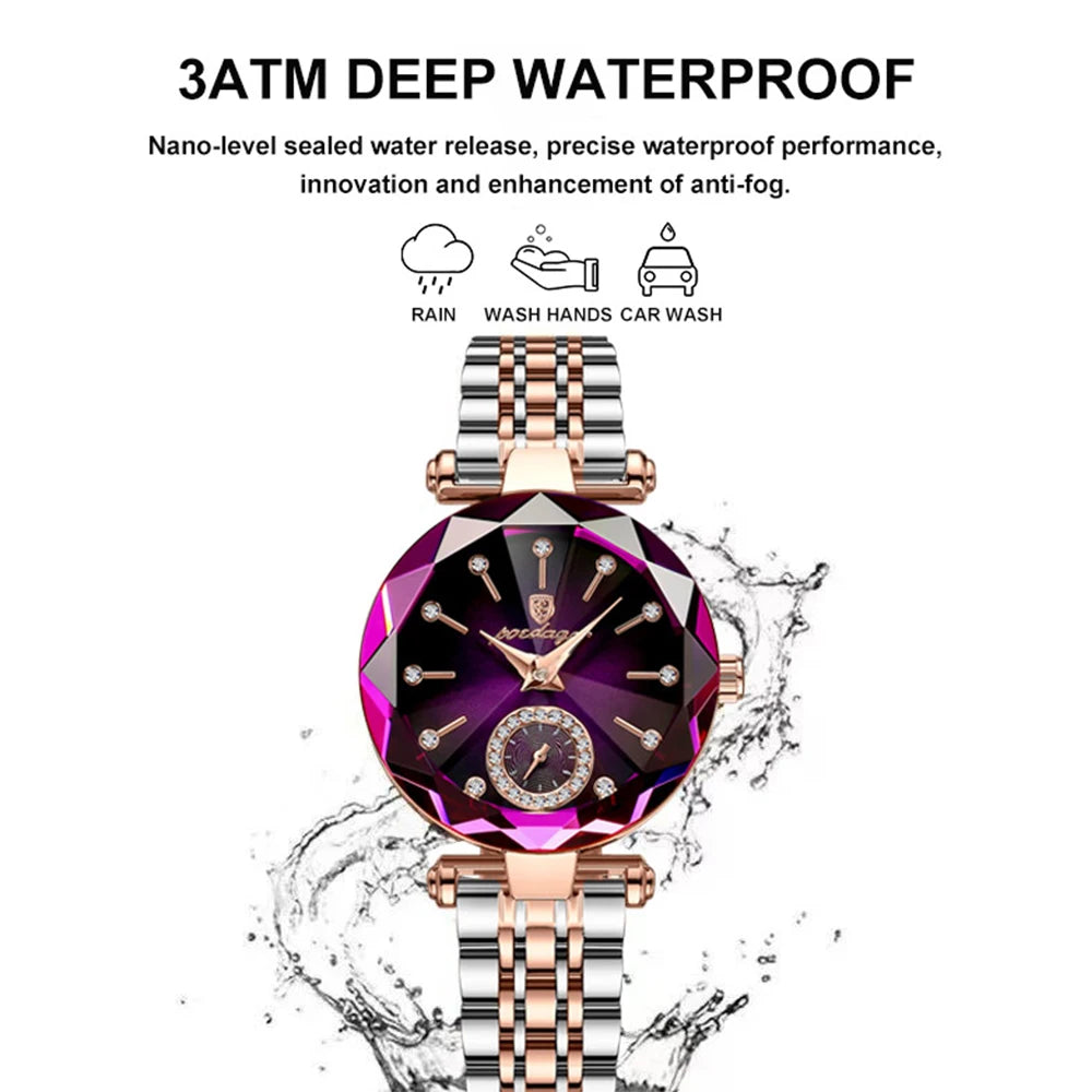 Luxury Watches For Ladies Stainless Steel Waterproof Quartz Female Wrist Watch Gift+box