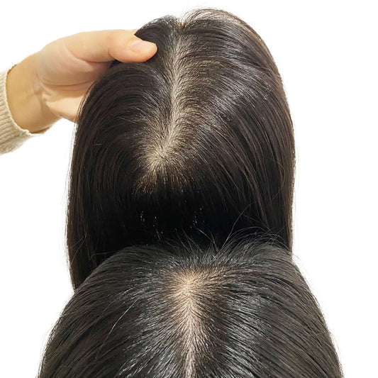 Silk Skin Base Topper 8X12cm Virgin  Human Hair Piece with Clips In  18" 9x14cm Natural Scalp Top Women Toupee Overlay Free Part