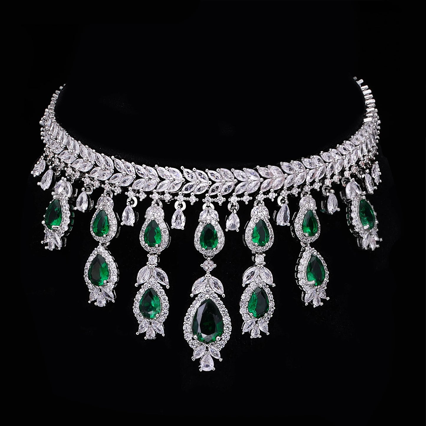 4-piece3A Zircon Luxury Bridal Wedding Jewelry Set Crystal Necklace Set Dubai Jewelry Set